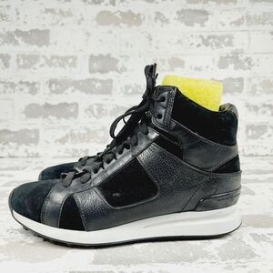 3.1 Phillip Lim Black Leather Lace Up High Top Sneakers M839